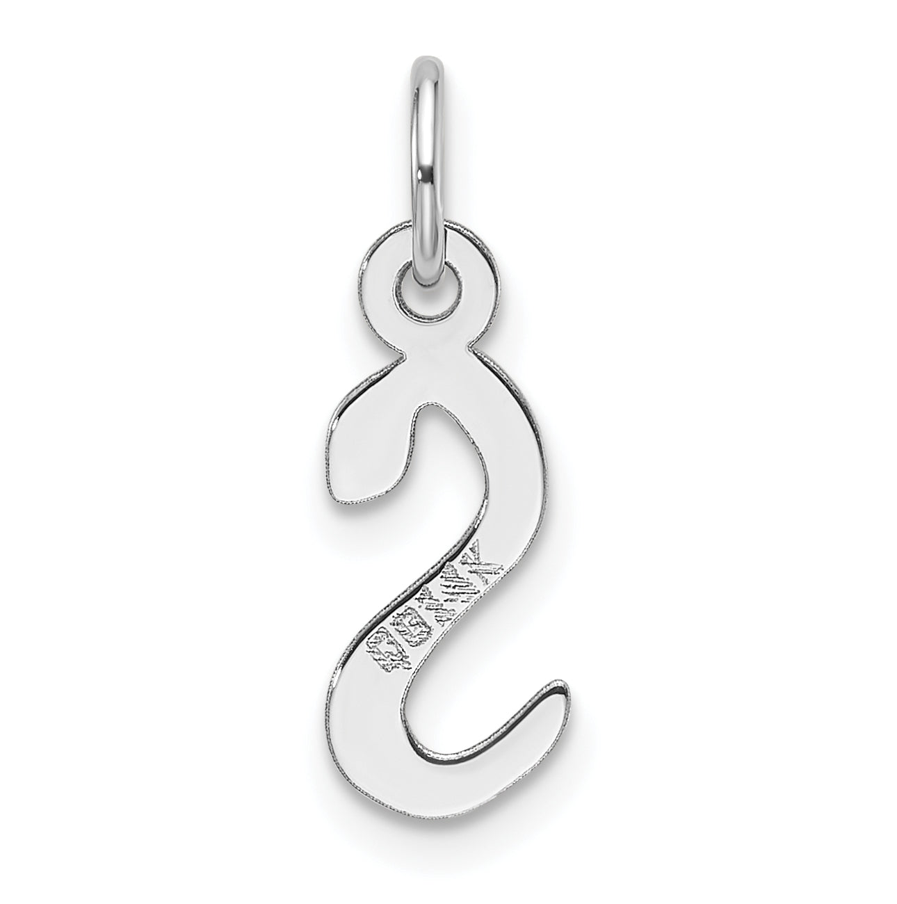 14K White Gold Slanted Block Letter S Initial Charm