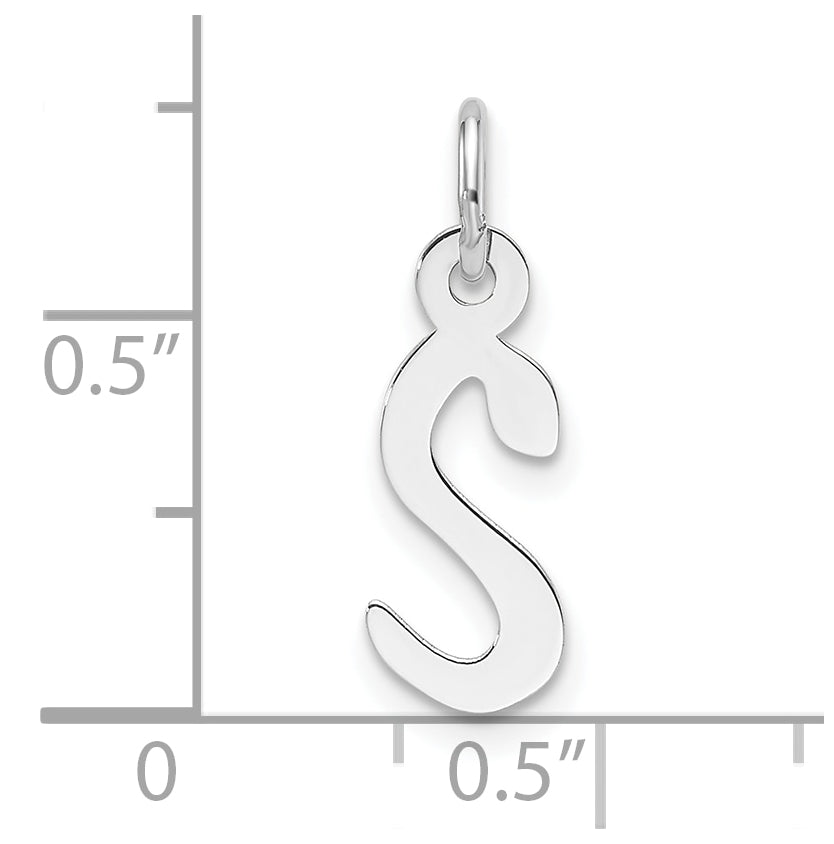 14K White Gold Slanted Block Letter S Initial Charm