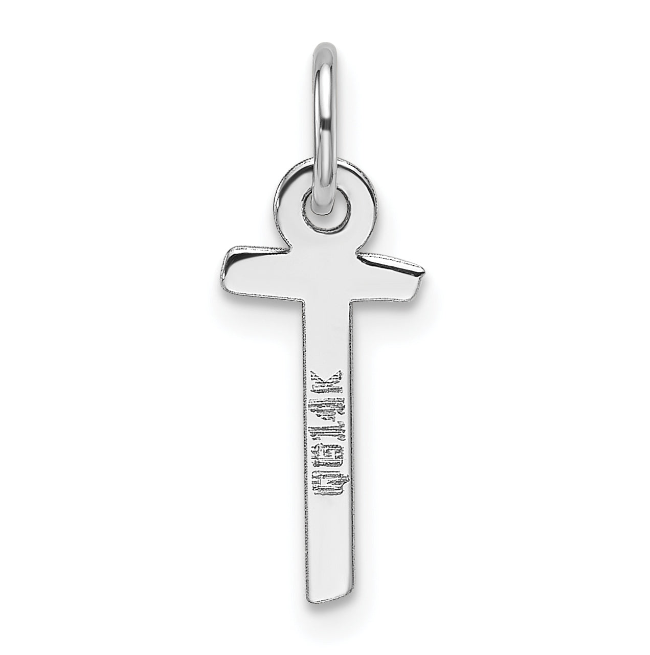 14K White Gold Slanted Block Letter T Initial Charm
