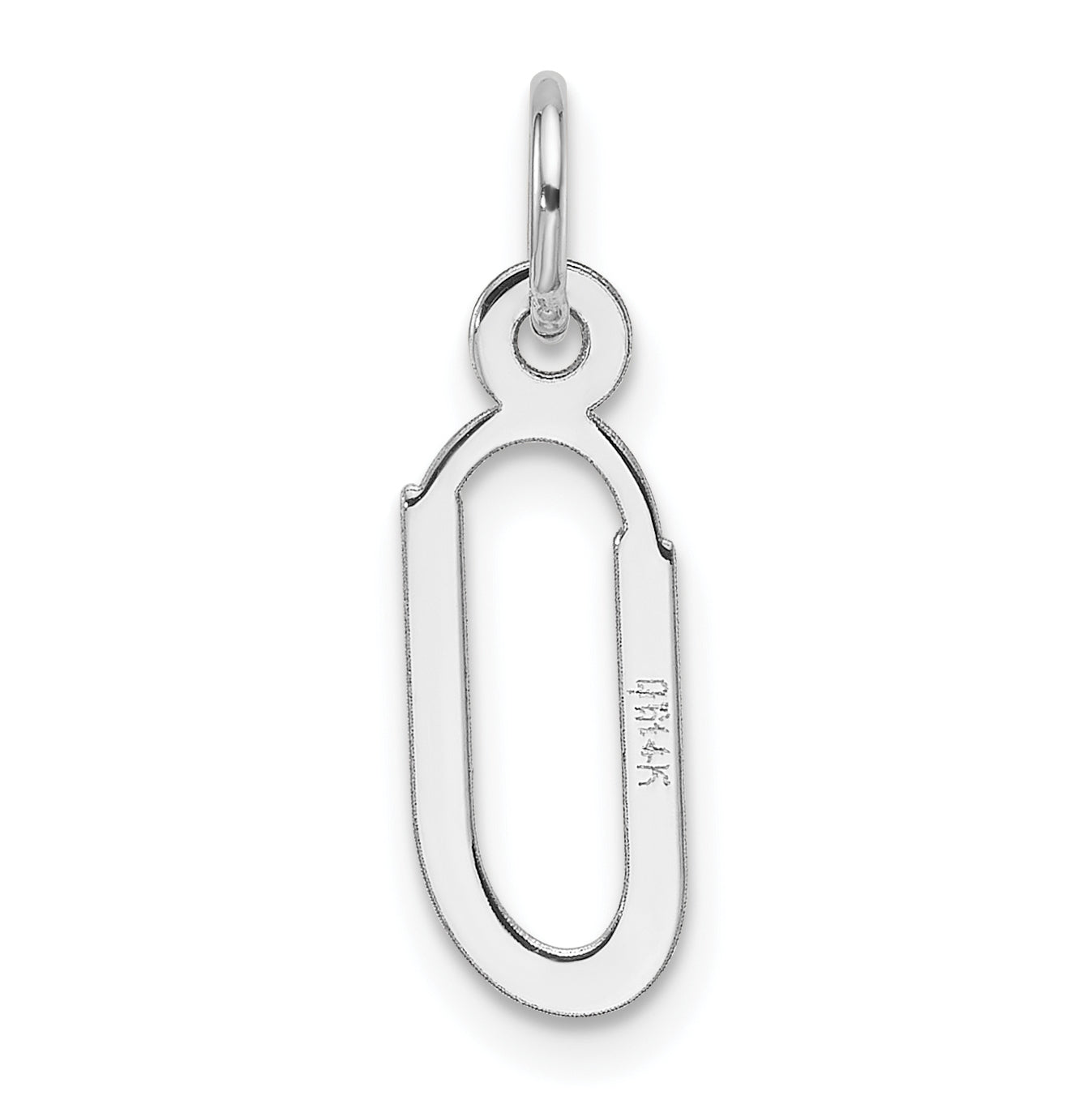 14K White Gold Slanted Block Letter U Initial Charm