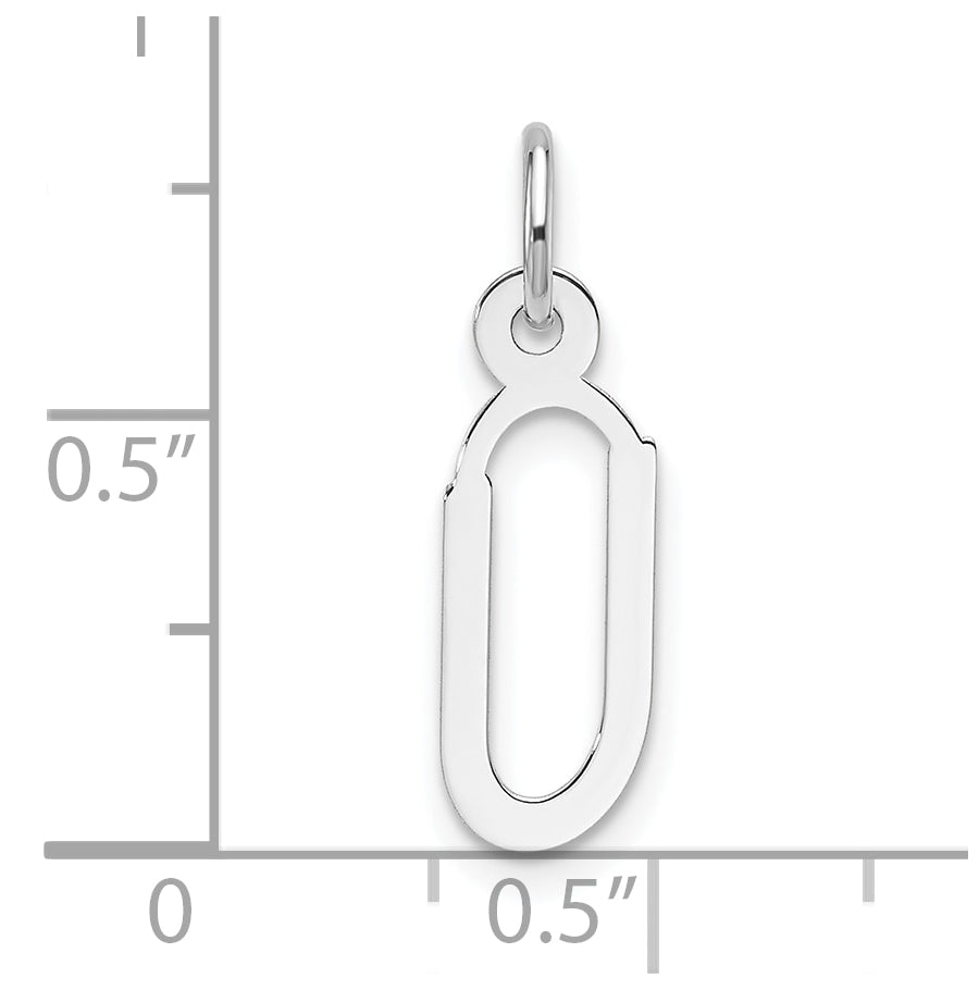 14K White Gold Slanted Block Letter U Initial Charm