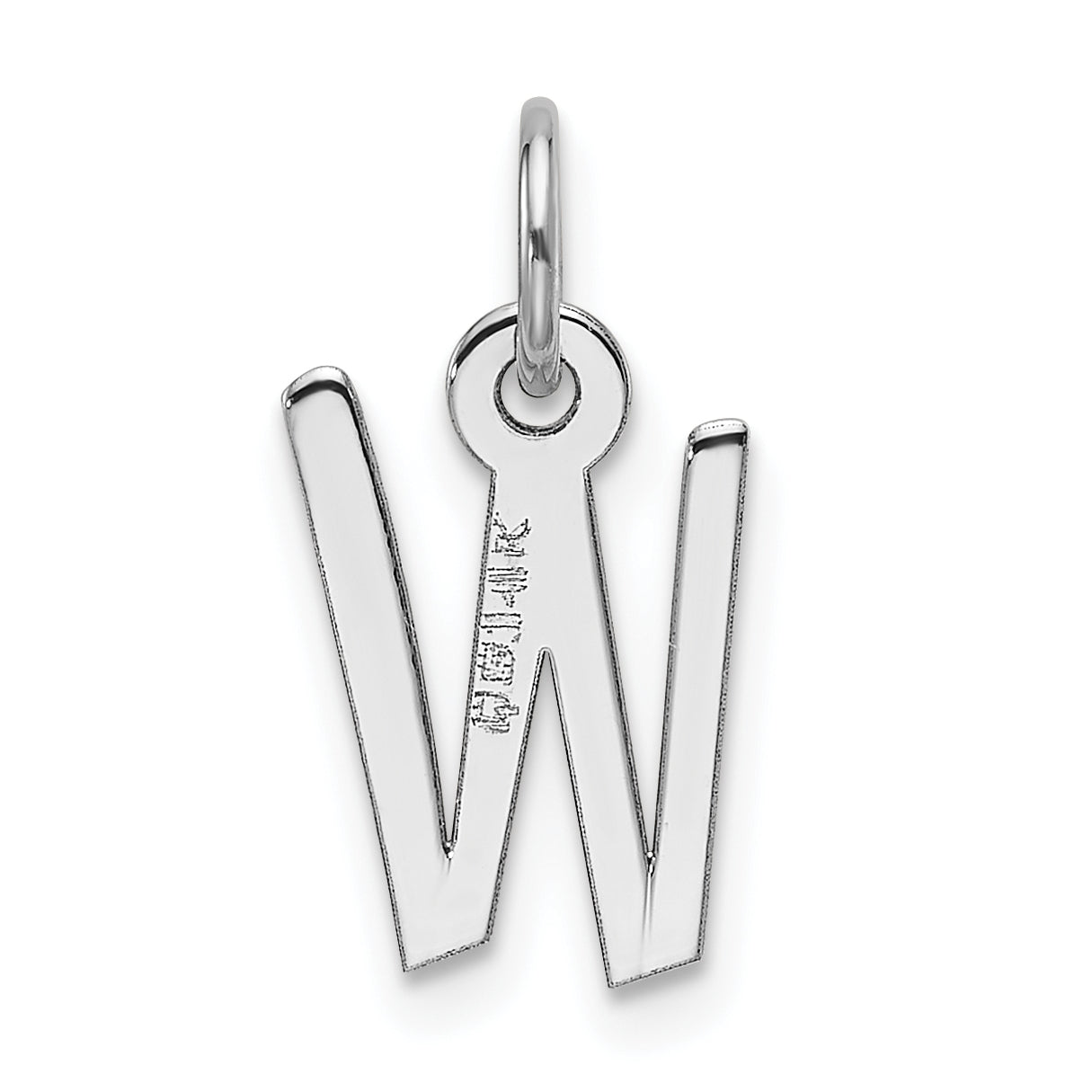 14K White Gold Slanted Block Letter W Initial Charm