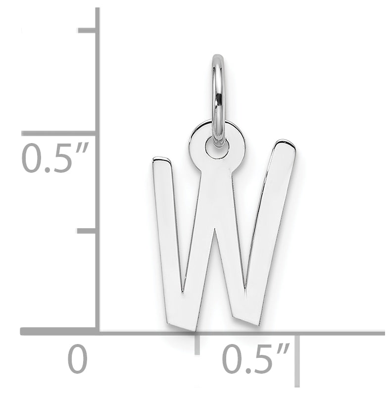 14K White Gold Slanted Block Letter W Initial Charm