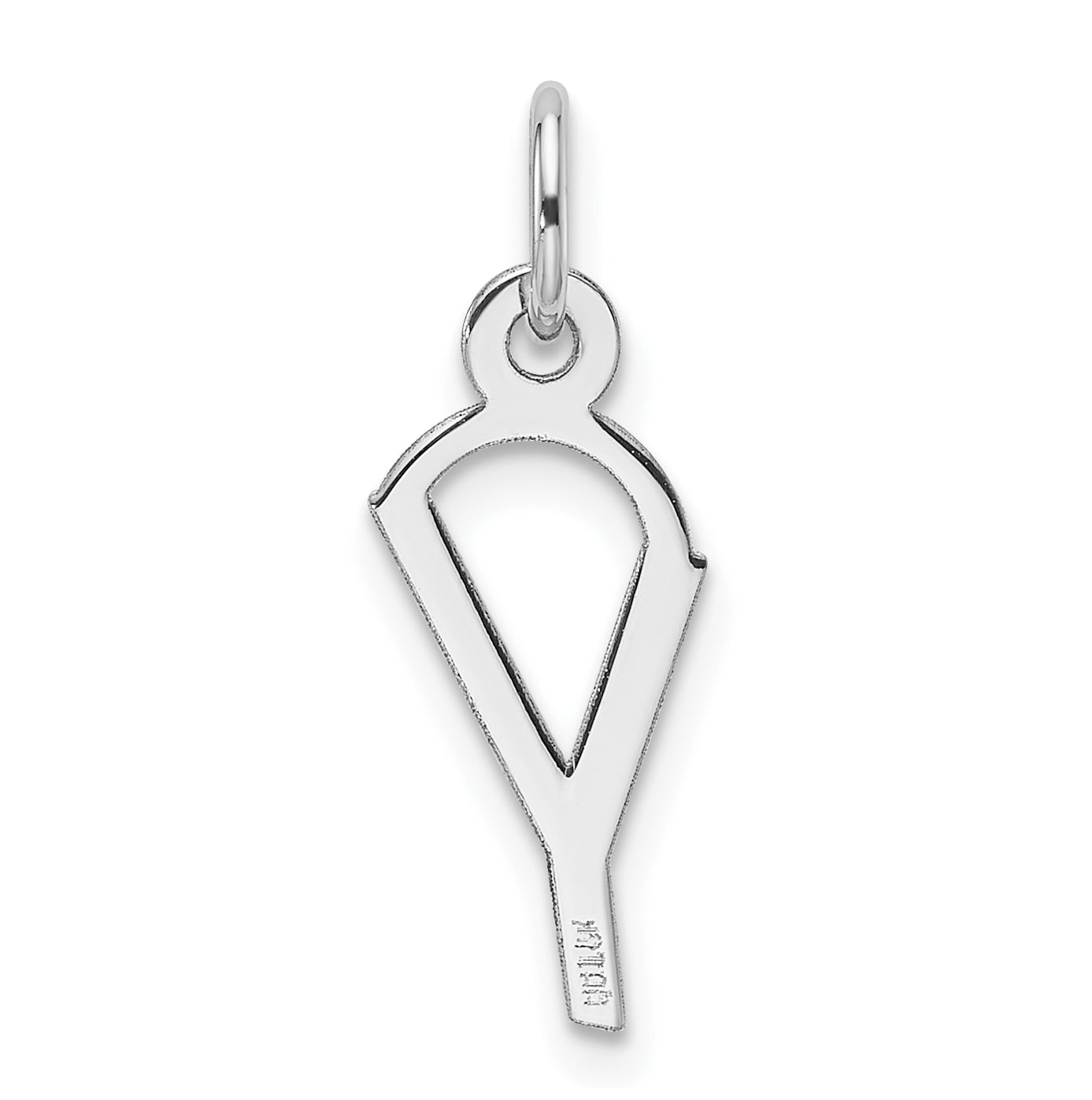 14K White Gold Slanted Block Letter Y Initial Charm