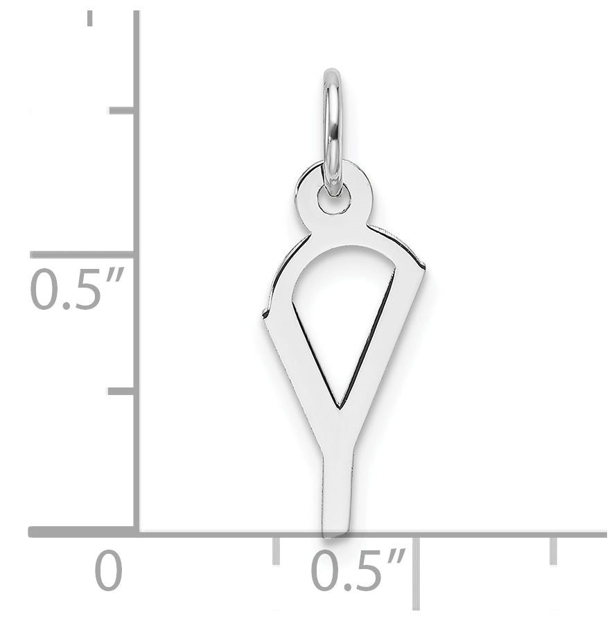 14K White Gold Slanted Block Letter Y Initial Charm
