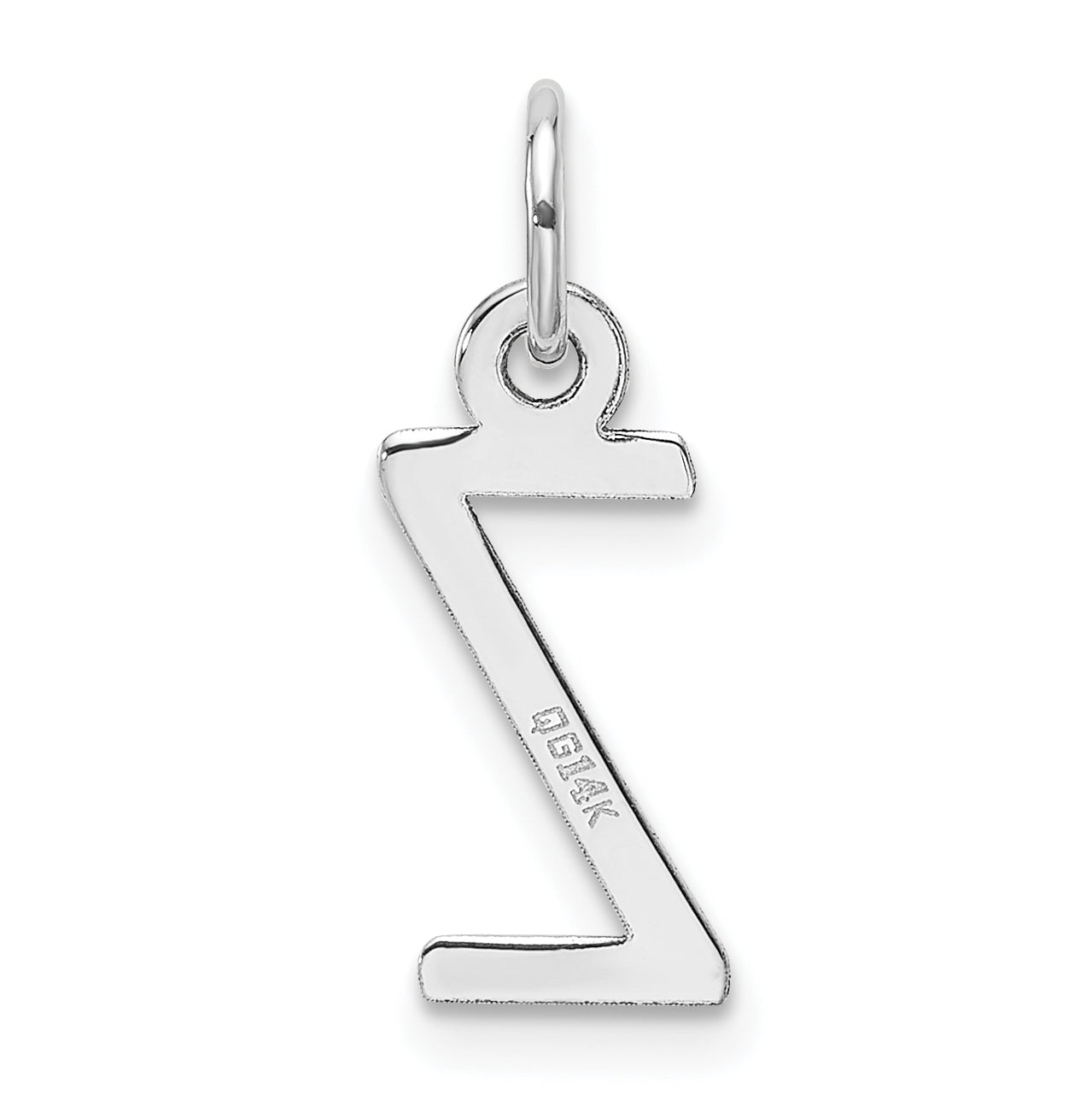 14k White Gold Slanted Block Letter Z Initial Charm