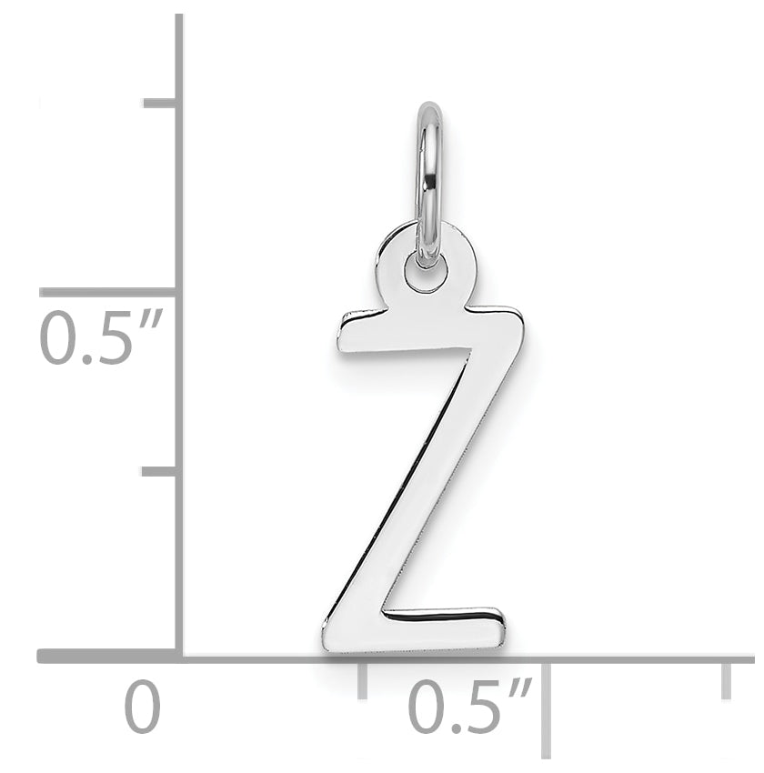14k White Gold Slanted Block Letter Z Initial Charm
