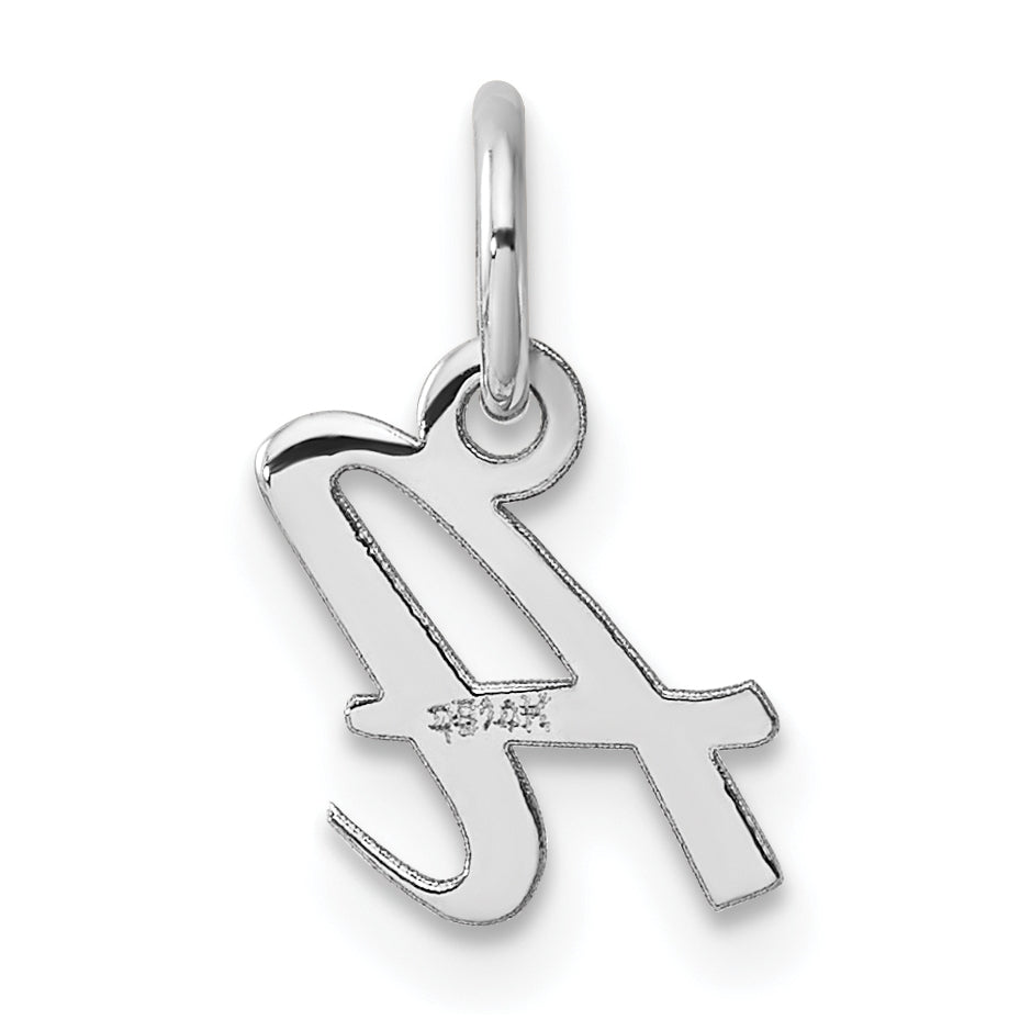 14k White Gold Small Script Letter A Initial Charm