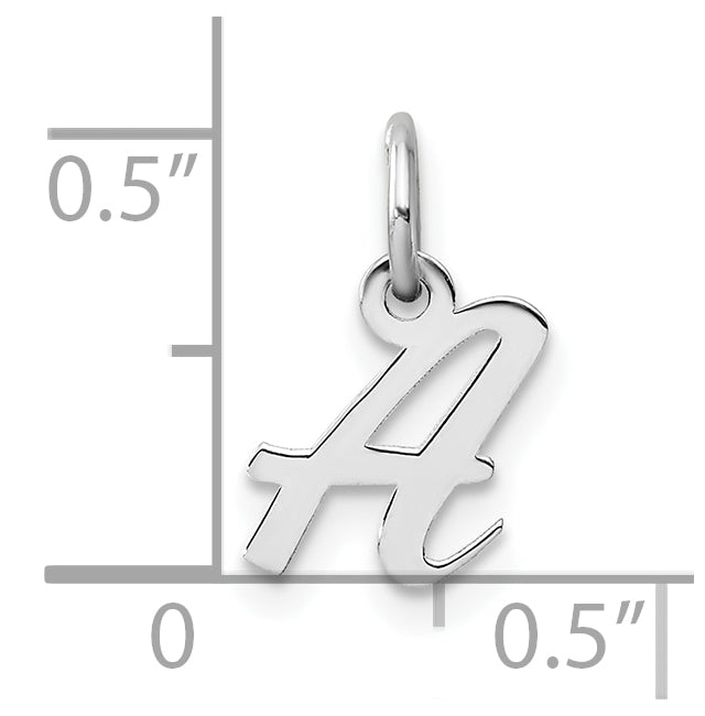 14k White Gold Small Script Letter A Initial Charm