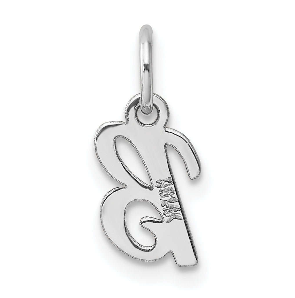14k White Gold Small Script Letter B Initial Charm