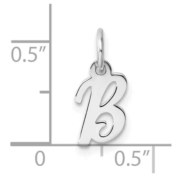 14k White Gold Small Script Letter B Initial Charm