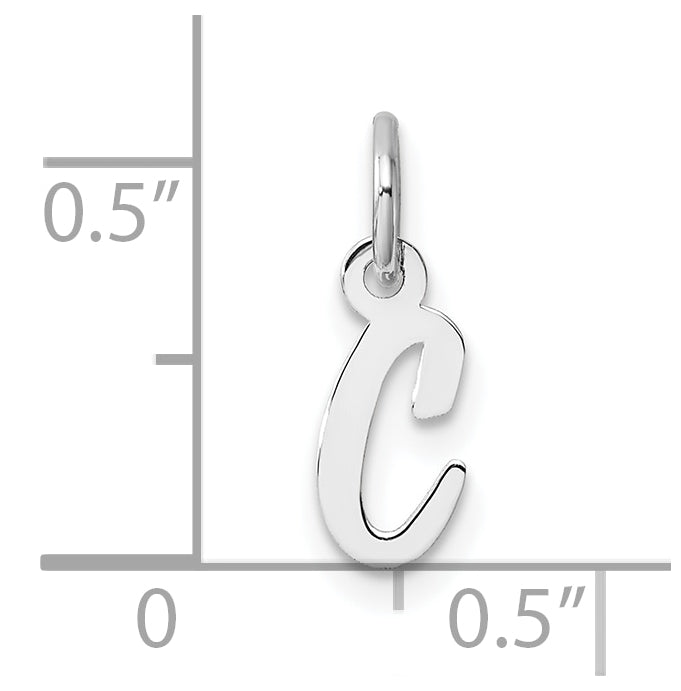 14k White Gold Small Script Letter C Initial Charm