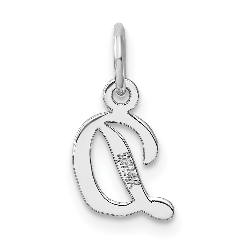 14k White Gold Small Script Letter D Initial Charm
