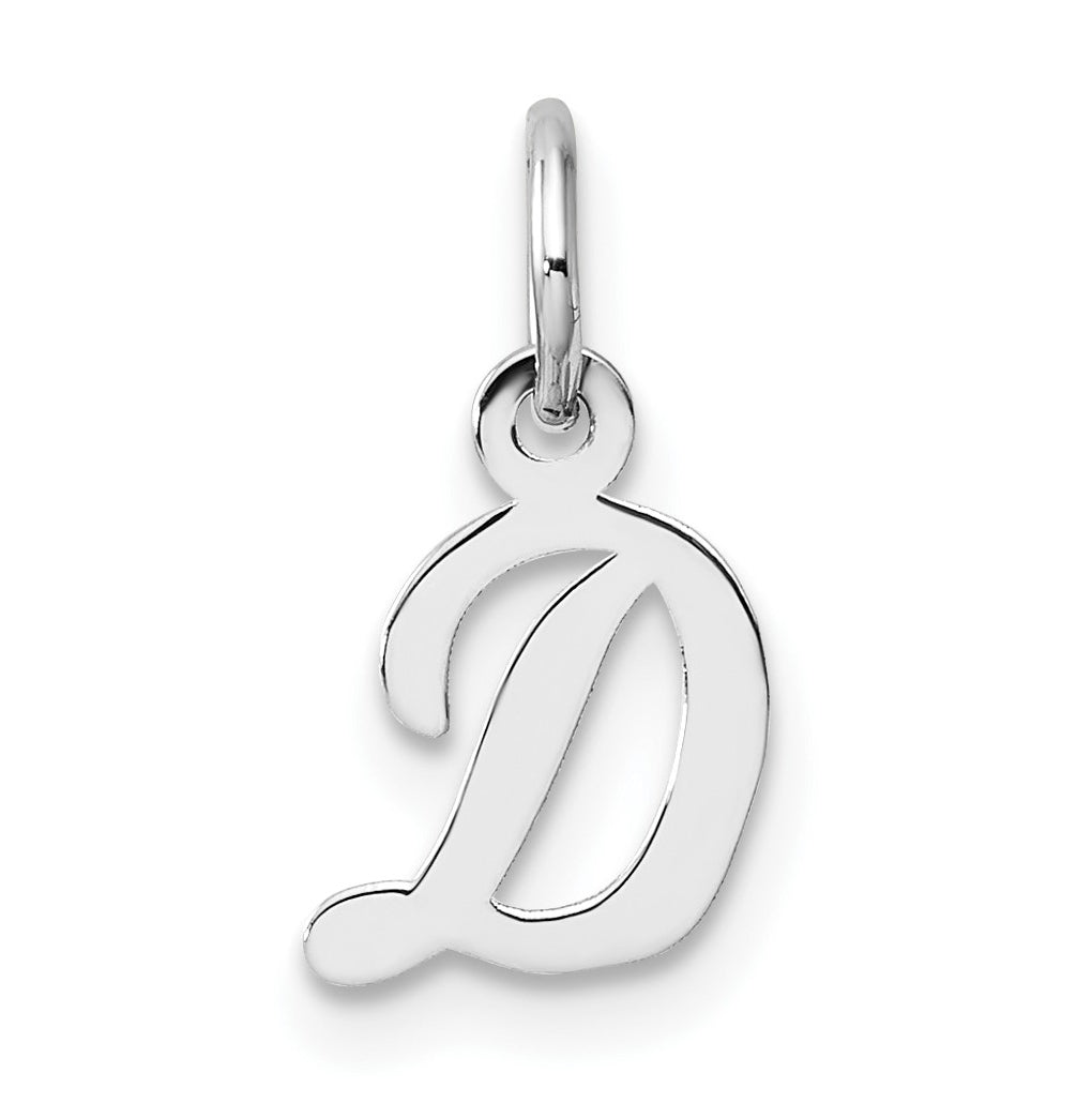 14k White Gold Small Script Letter D Initial Charm