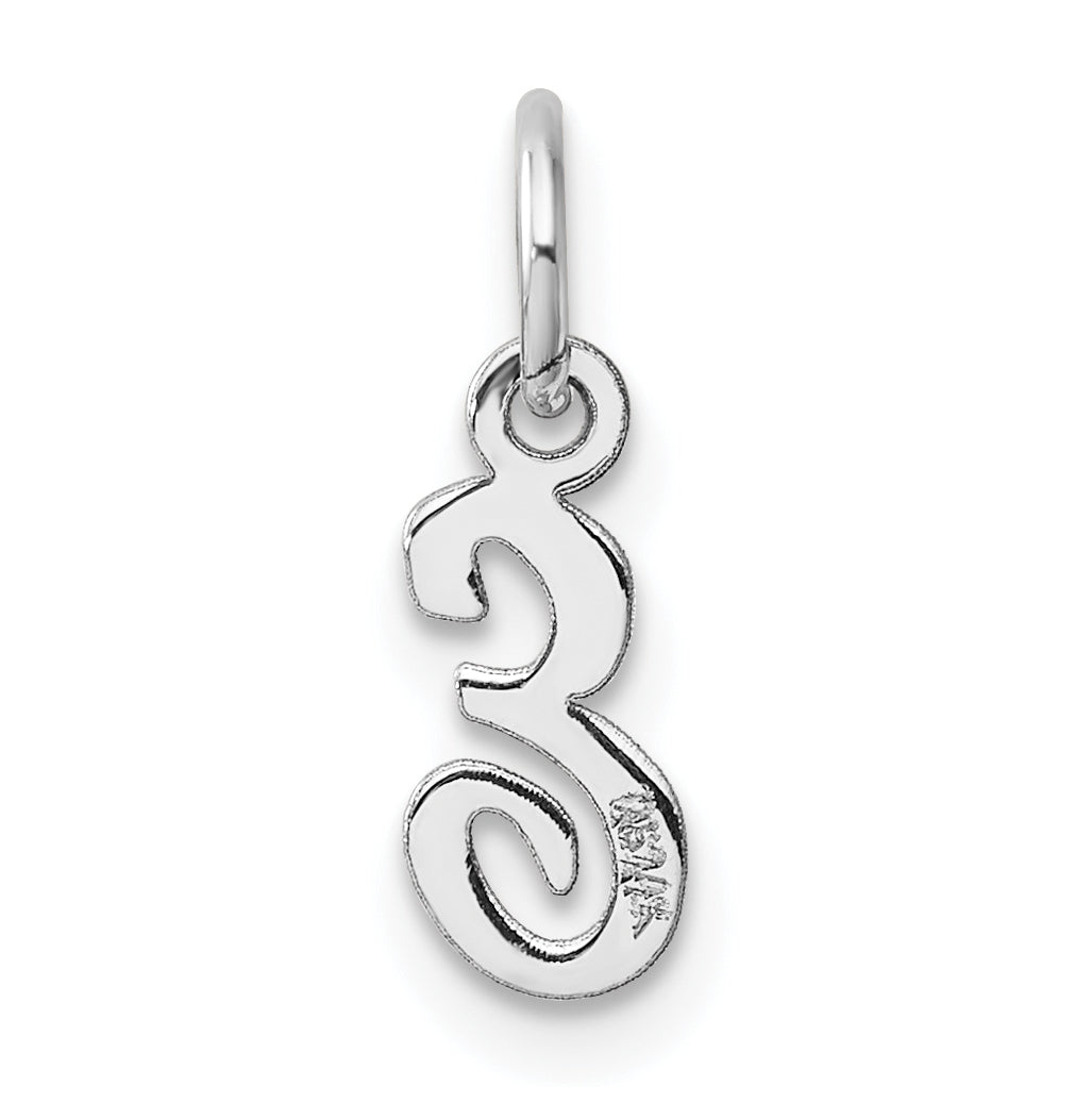 14k White Gold Small Script Letter E Initial Charm