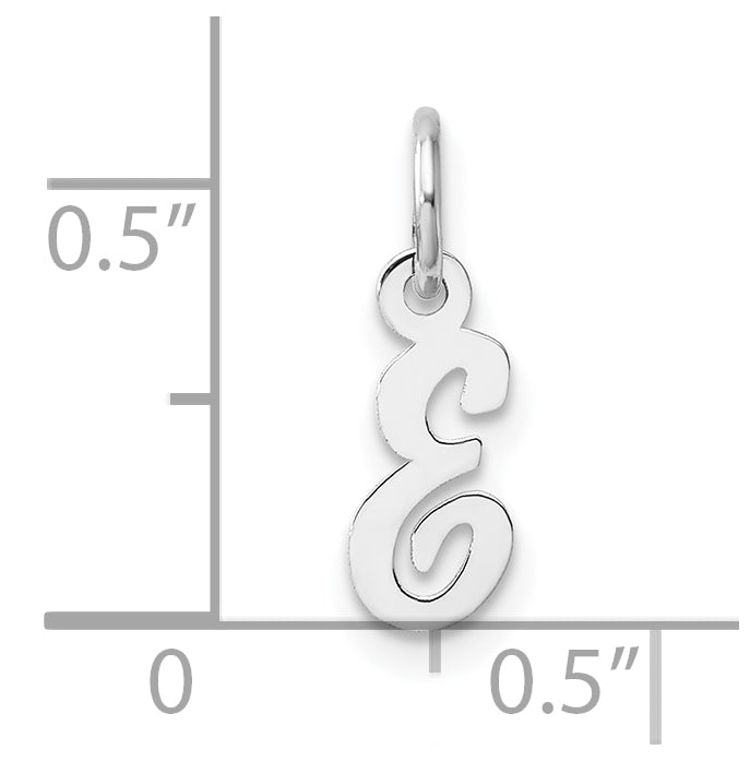 14k White Gold Small Script Letter E Initial Charm