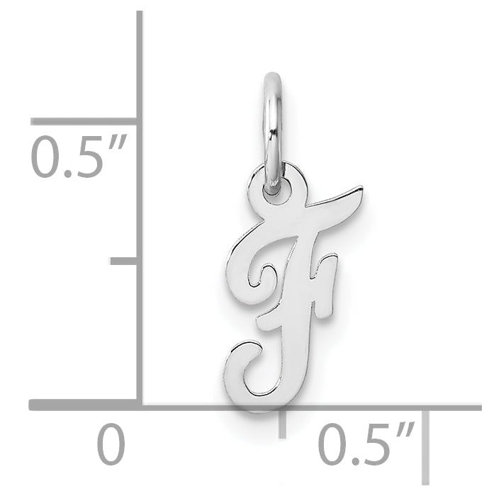 14k White Gold Small Script Letter F Initial Charm