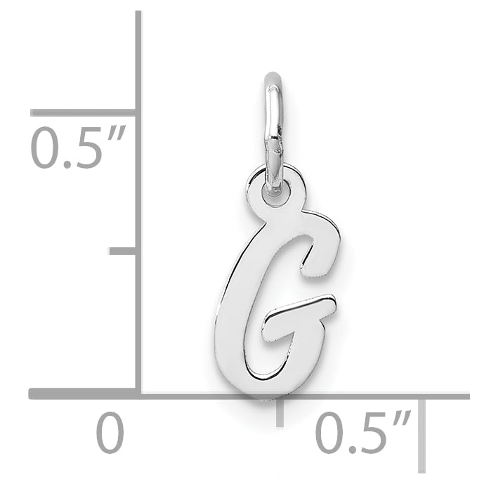 14k White Gold Small Script Letter G Initial Charm