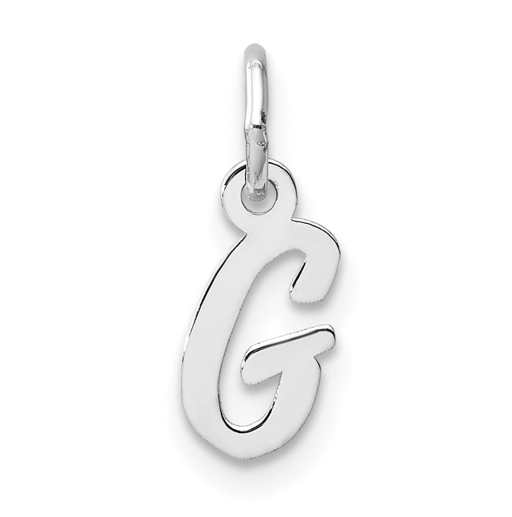 14k White Gold Small Script Letter G Initial Charm