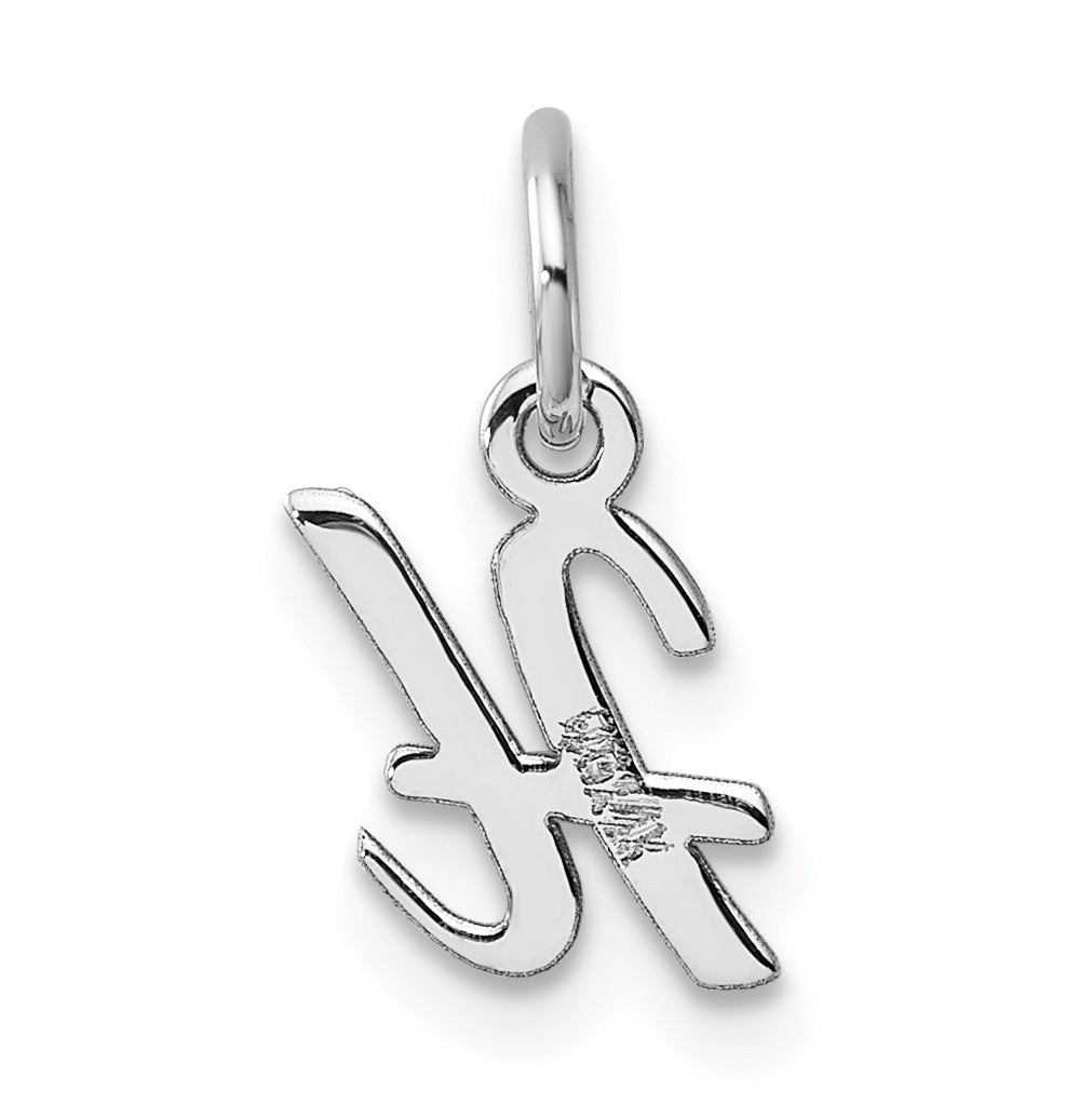14k White Gold Small Script Letter H Initial Charm