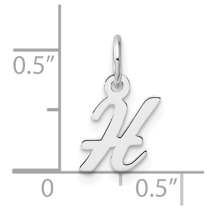 14k White Gold Small Script Letter H Initial Charm