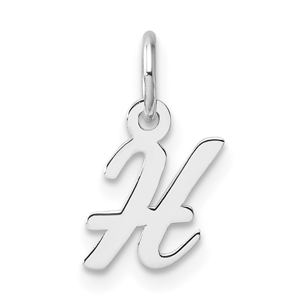 14k White Gold Small Script Letter H Initial Charm