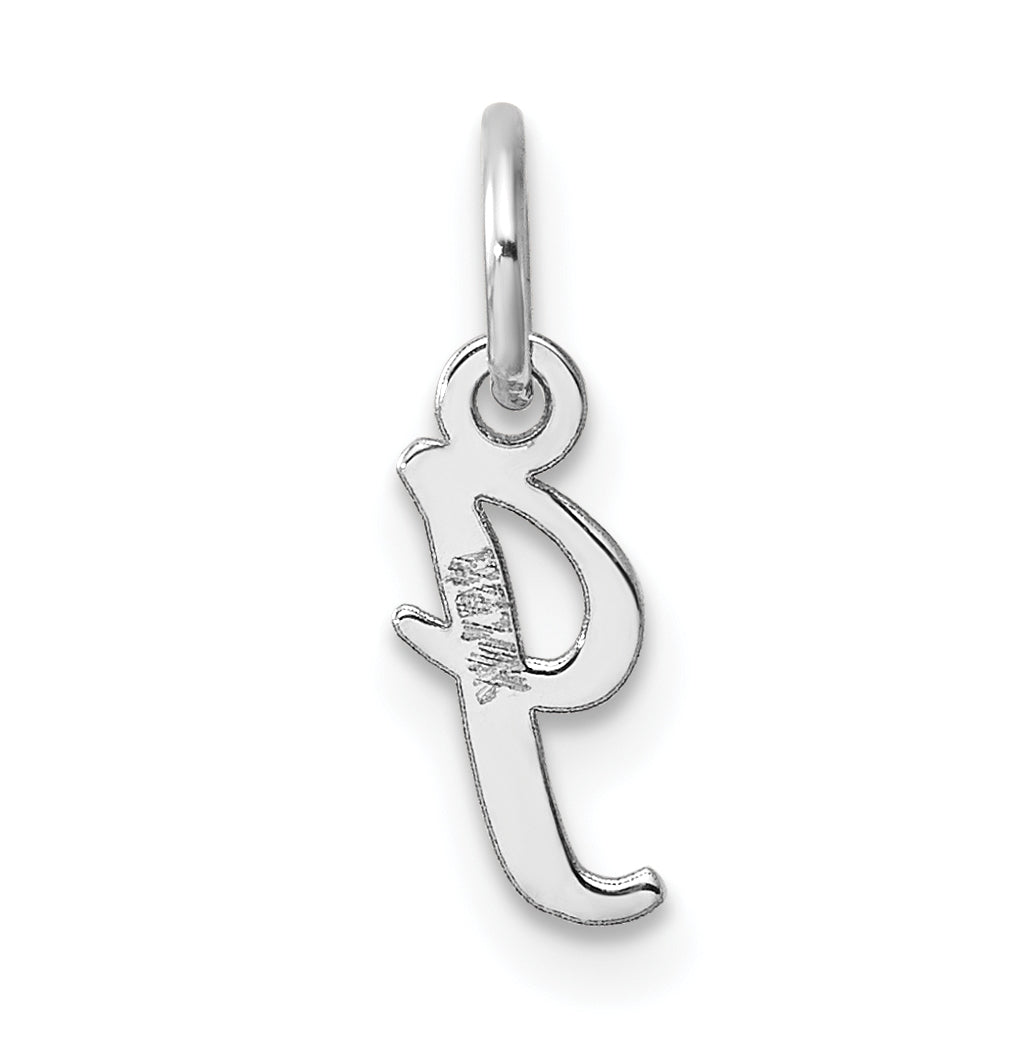 14k White Gold Small Script Letter I Initial Charm