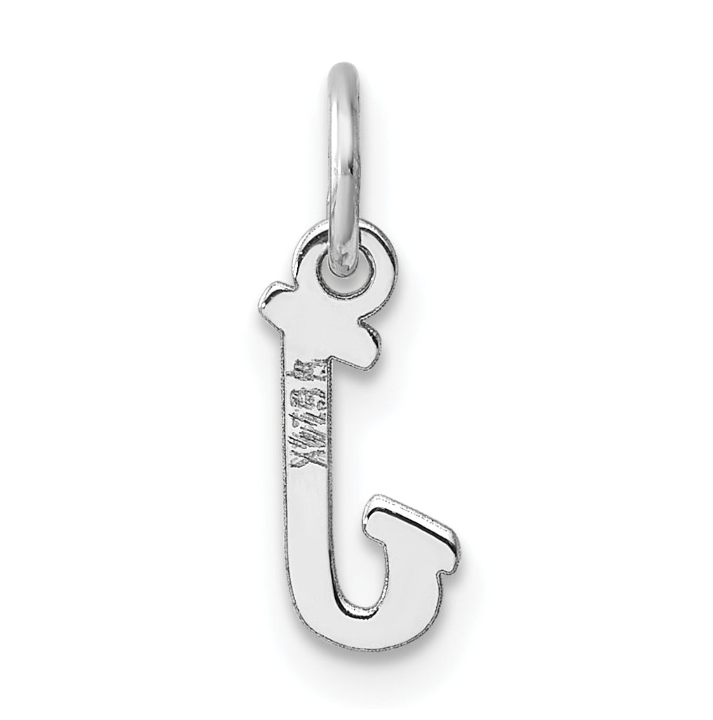 14k White Gold Small Script Letter J Initial Charm
