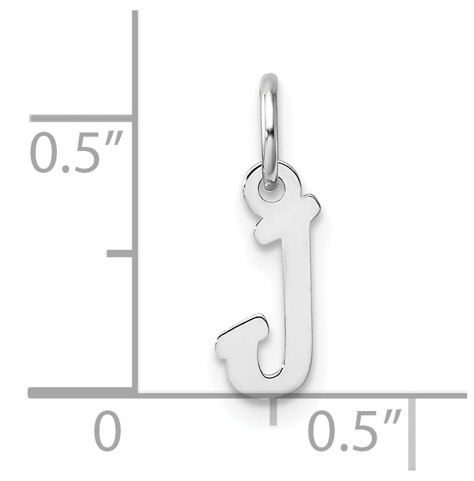 14k White Gold Small Script Letter J Initial Charm