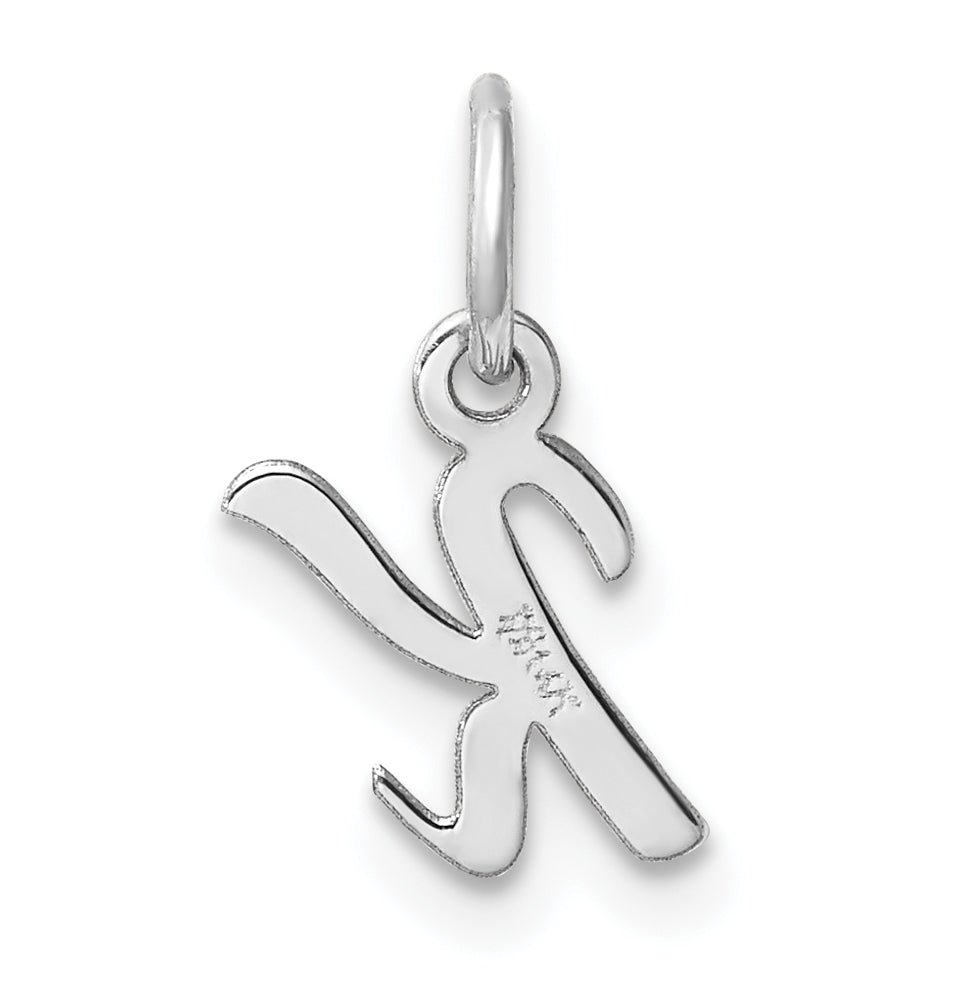 14k White Gold Small Script Letter K Initial Charm