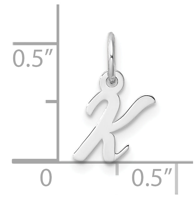 14k White Gold Small Script Letter K Initial Charm