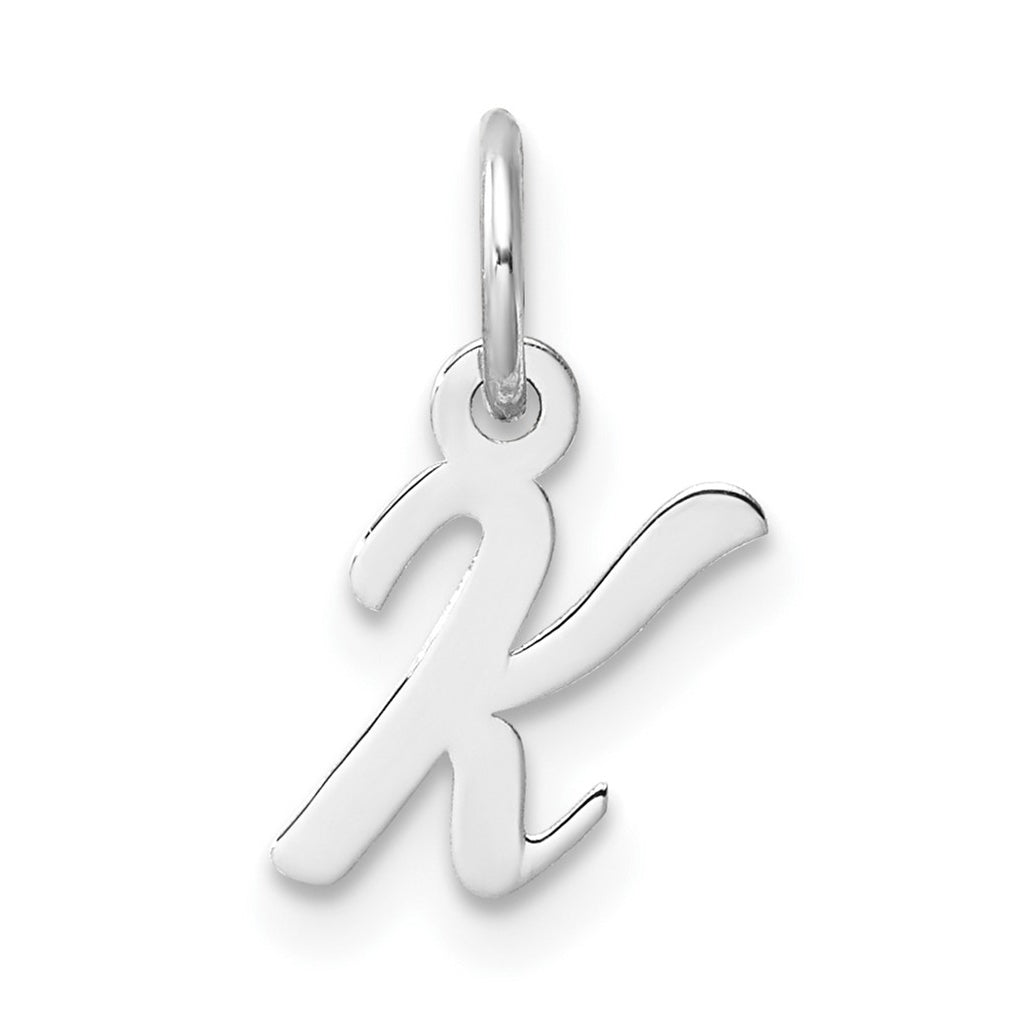 14k White Gold Small Script Letter K Initial Charm