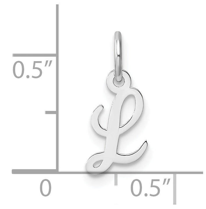 14k White Gold Small Script Letter L Initial Charm