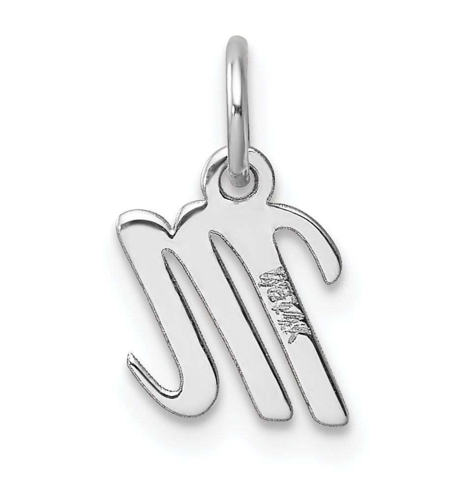 14k White Gold Small Script Letter M Initial Charm