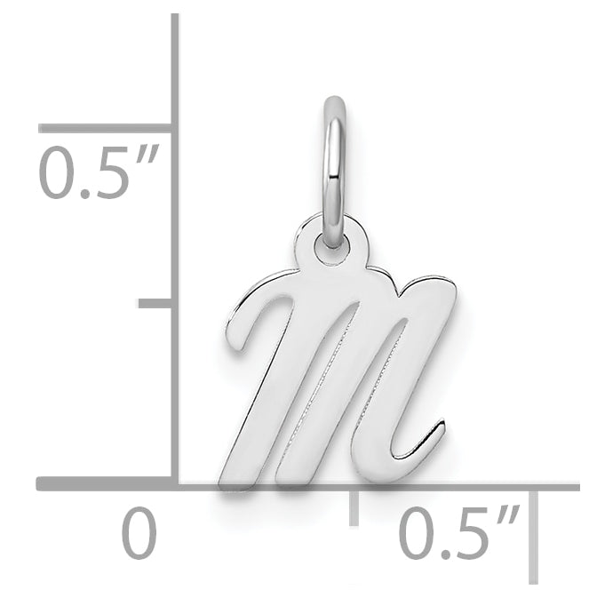 14k White Gold Small Script Letter M Initial Charm