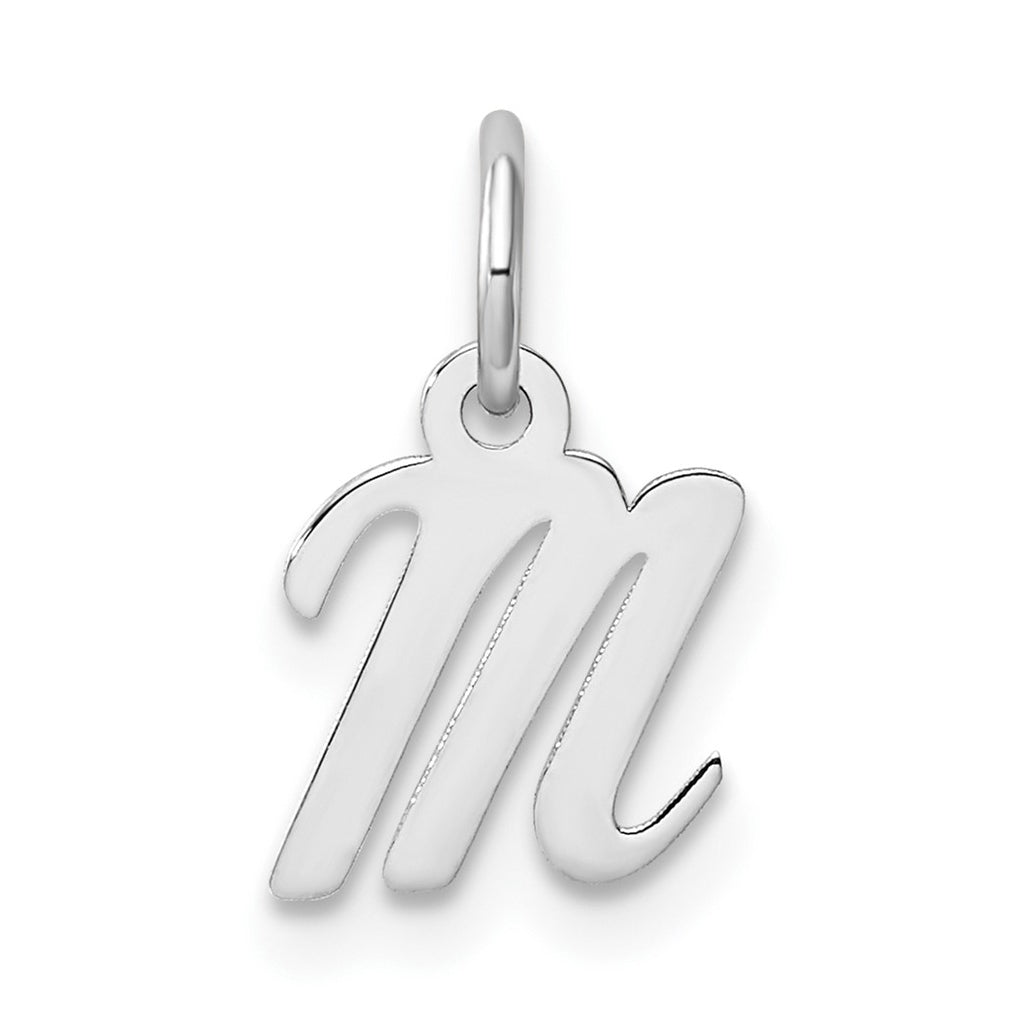 14k White Gold Small Script Letter M Initial Charm