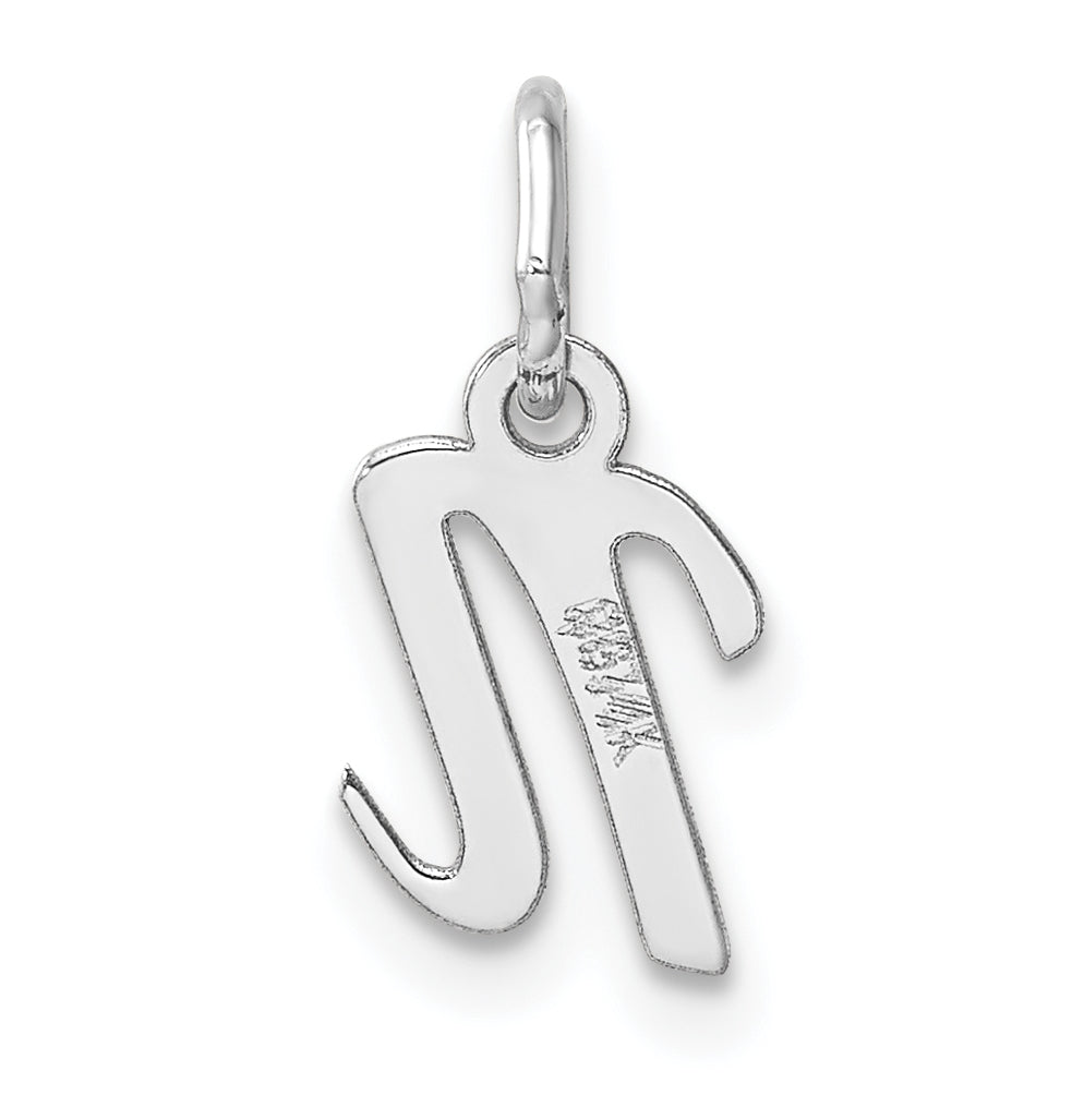 14k White Gold Small Script Letter N Initial Charm