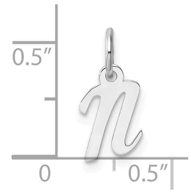 14k White Gold Small Script Letter N Initial Charm