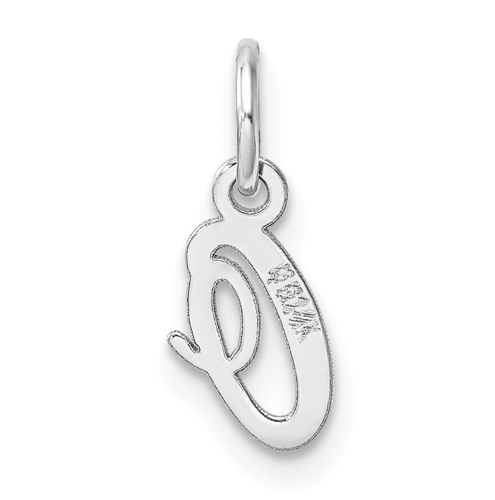 14k White Gold Small Script Letter O Initial Charm