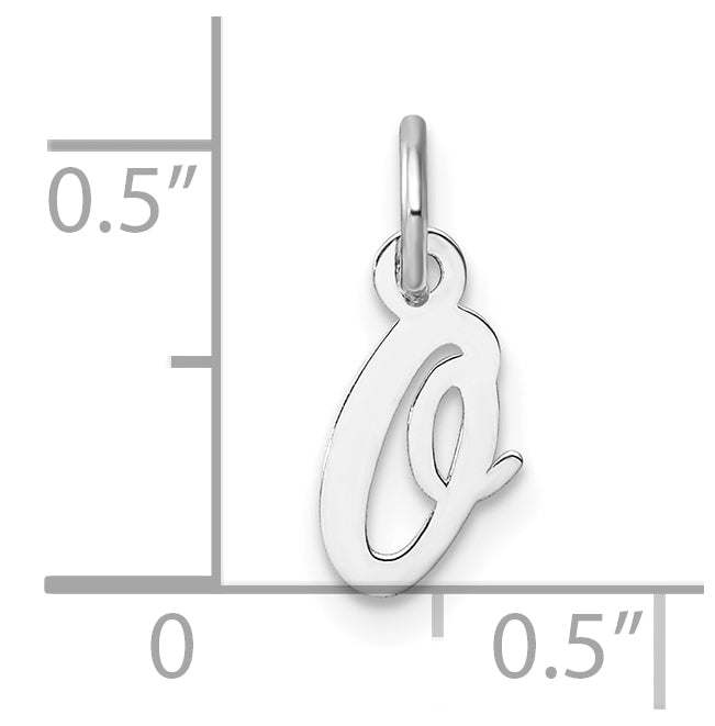14k White Gold Small Script Letter O Initial Charm