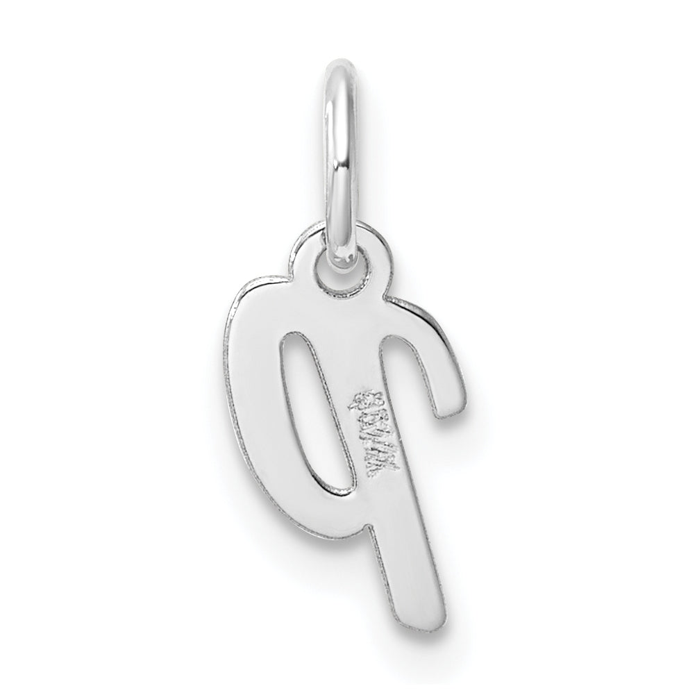 14k White Gold Small Script Letter P Initial Charm
