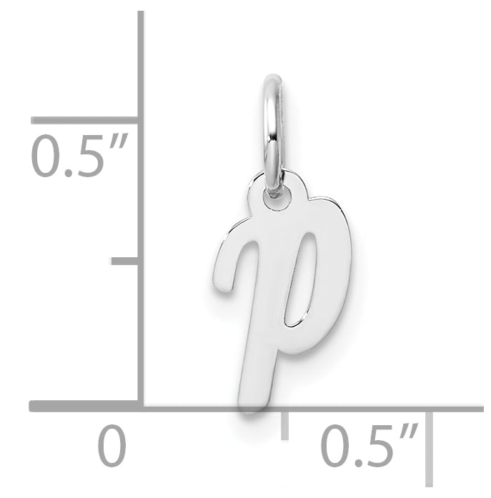 14k White Gold Small Script Letter P Initial Charm