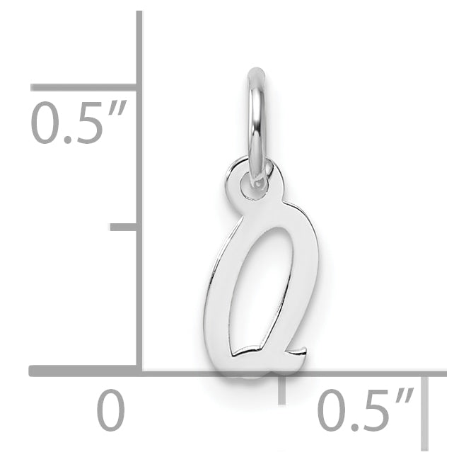 14k White Gold Small Script Letter Q Initial Charm