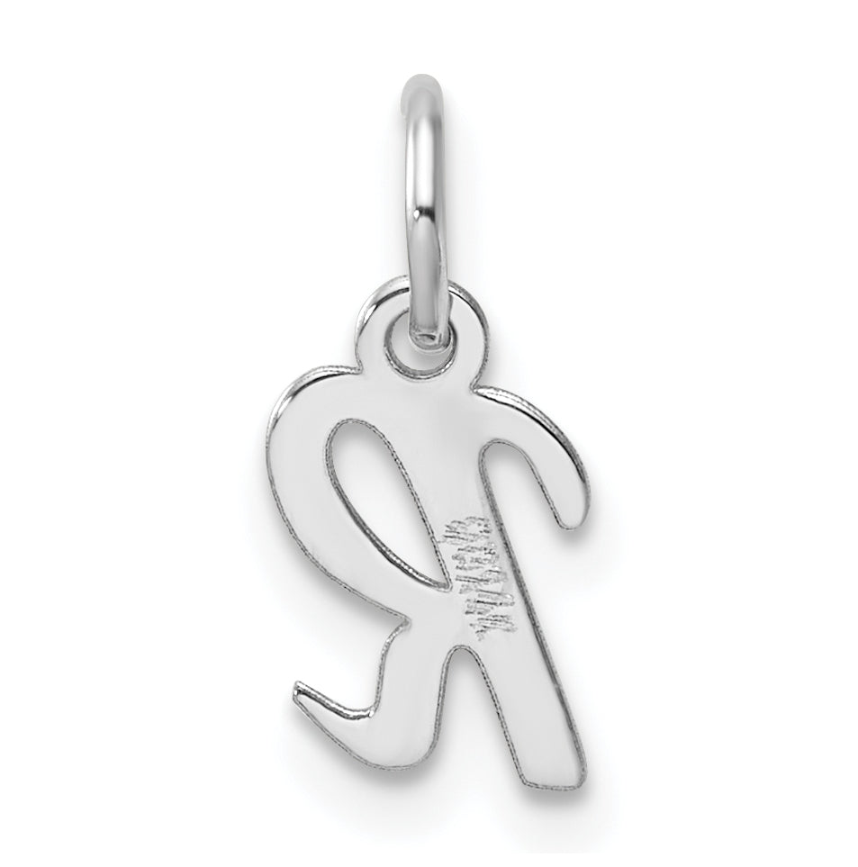 14k White Gold Small Script Letter R Initial Charm