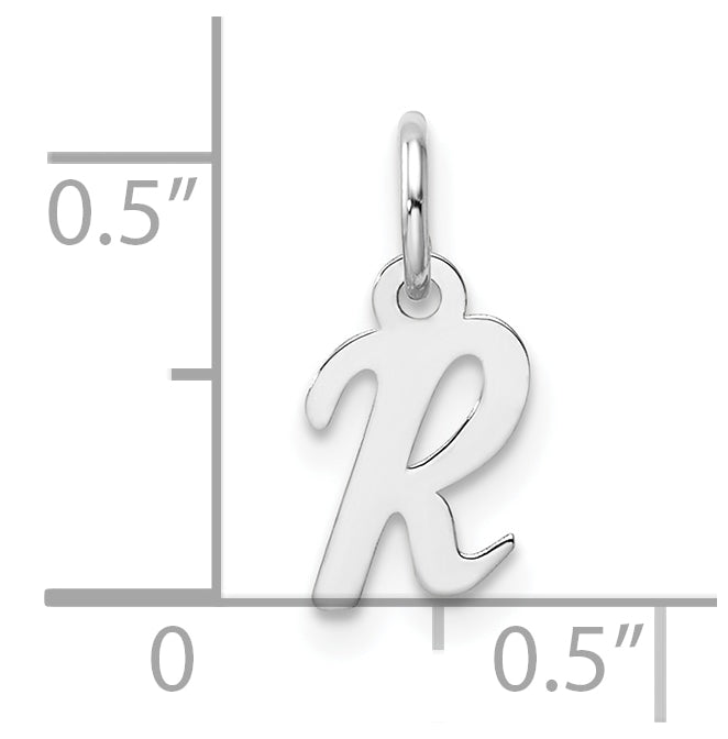 14k White Gold Small Script Letter R Initial Charm
