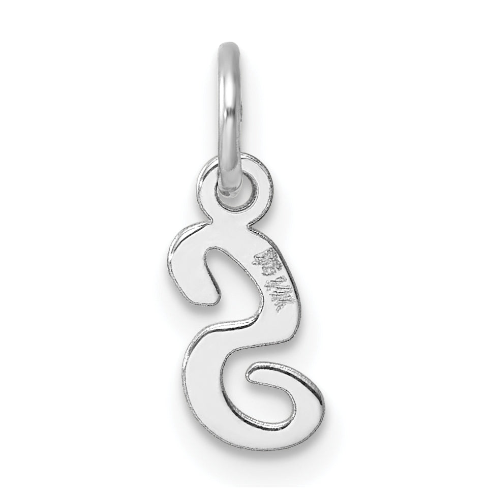 14k White Gold Small Script Letter S Initial Charm