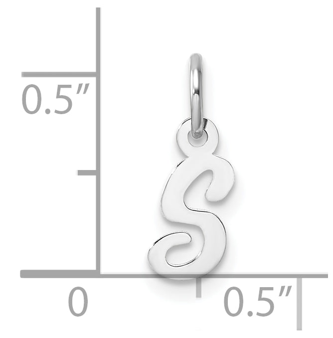 14k White Gold Small Script Letter S Initial Charm
