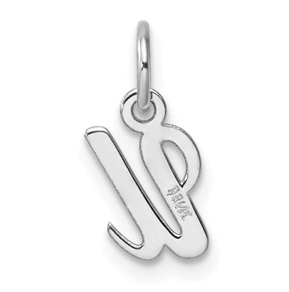 14k White Gold Small Script Letter U Initial Charm