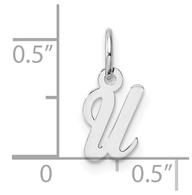14k White Gold Small Script Letter U Initial Charm