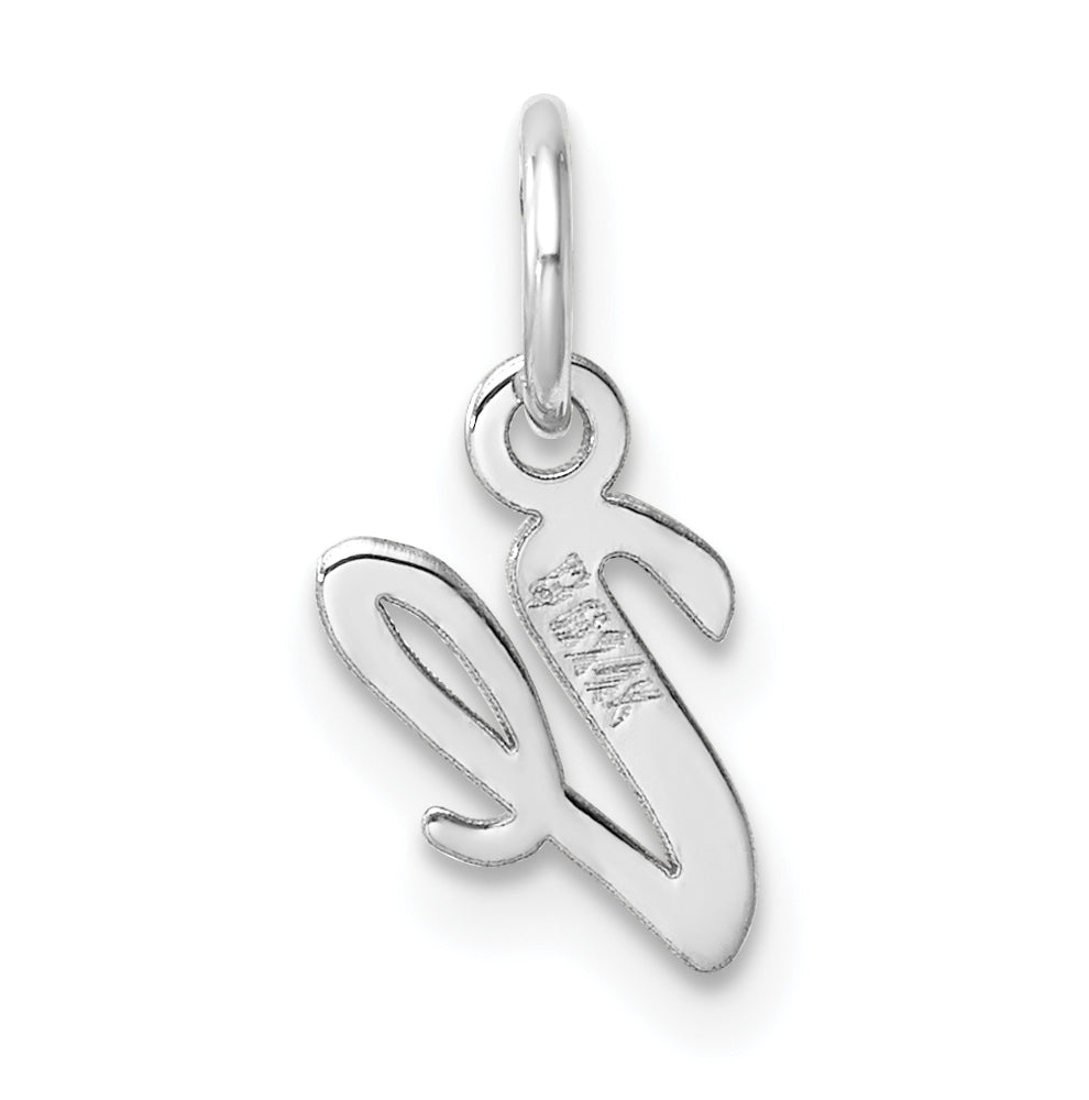 14k White Gold Small Script Letter V Initial Charm